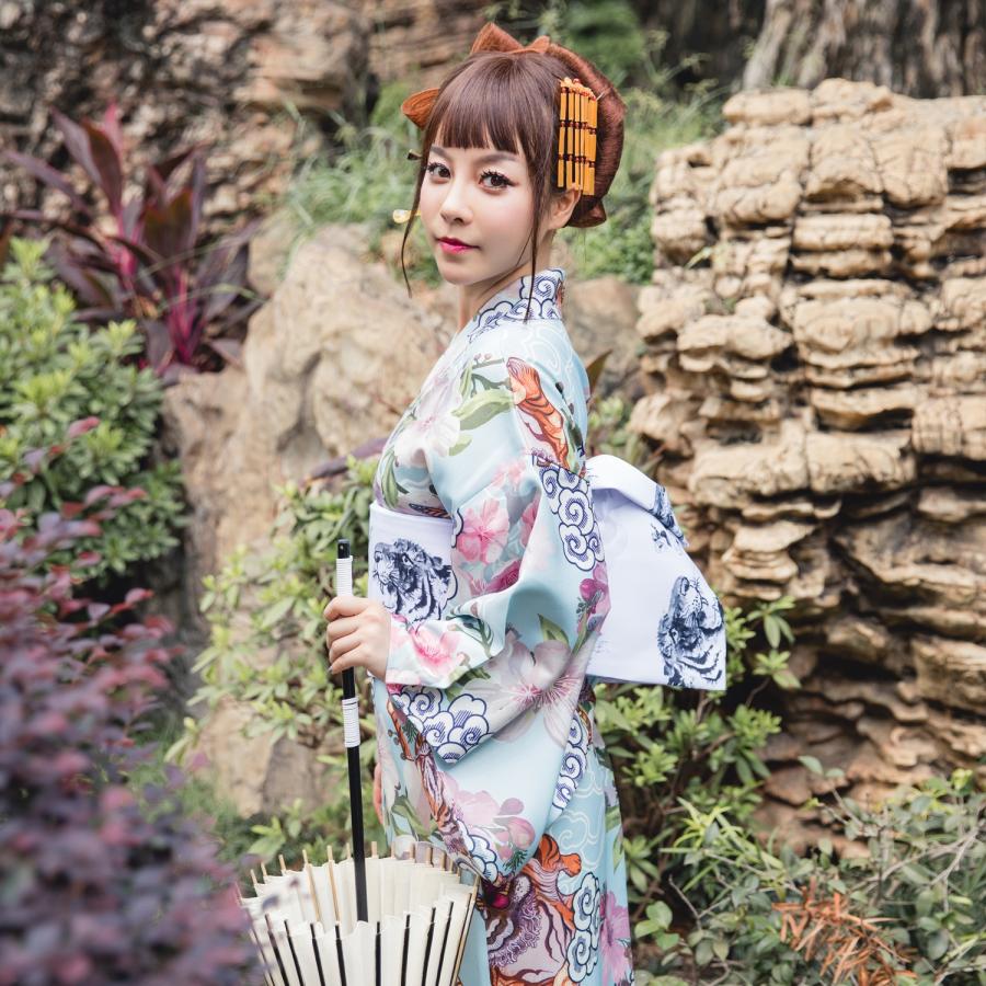 着物の改良版優しい文芸復古青虎少女清新淡雅な芸妓花魁の浴衣