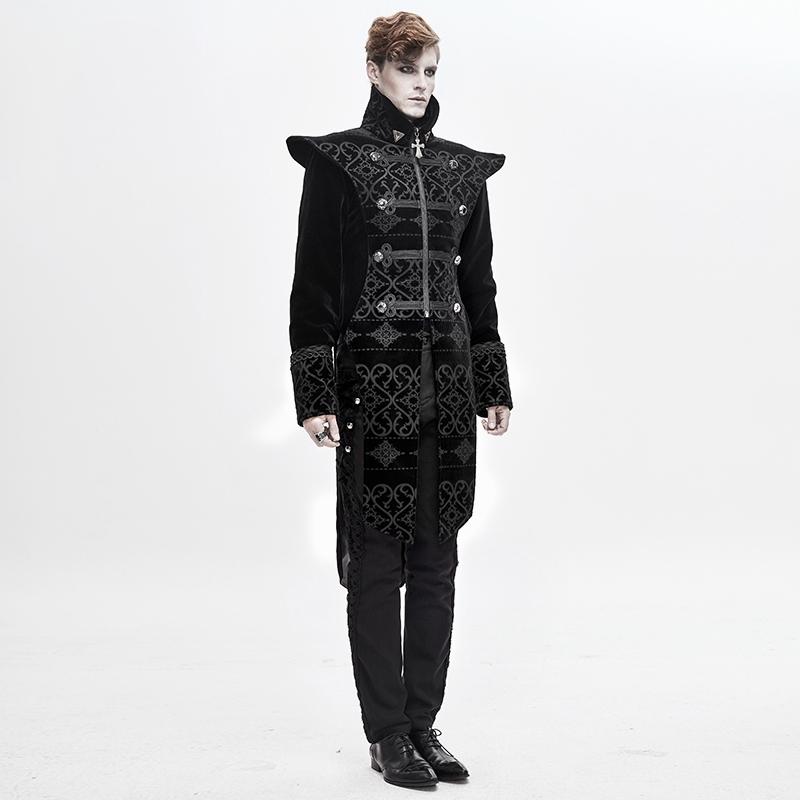 ゴシックGOTHICメンズひざ丈パーカースタンドカラーカンバン肩秋冬コートおしゃれチャイナ風コート_2