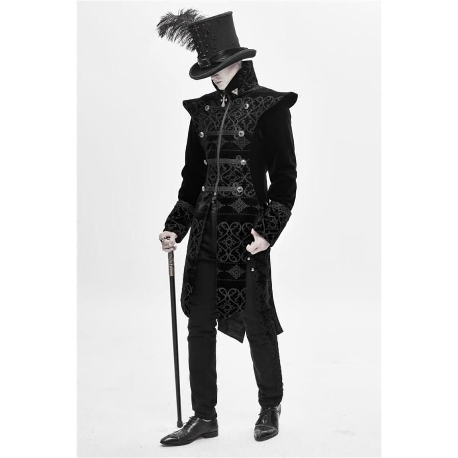 ゴシックGOTHICメンズひざ丈パーカースタンドカラーカンバン肩秋冬コートおしゃれチャイナ風コート_6