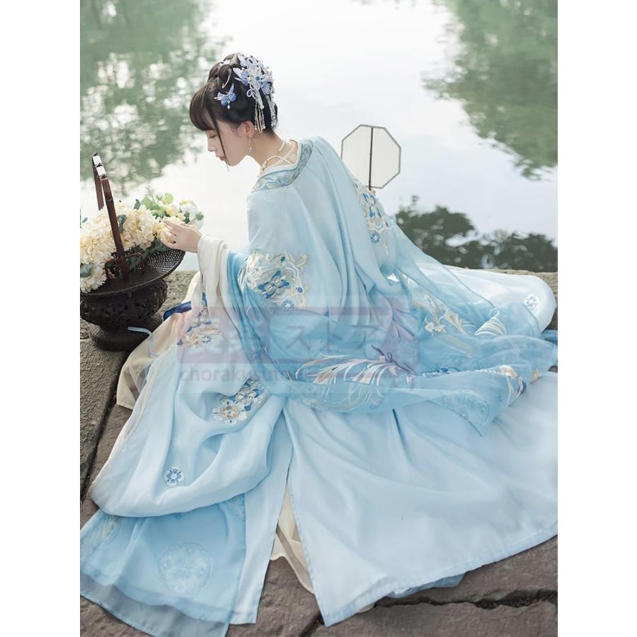 [長生楽]織り金刺繍グラデーションプリント大袖シャツ漢服女羽織合わせ_2