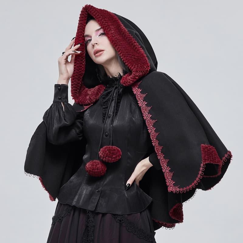 黒のリバーシブルバンダナカラーストールゴシック婦人服ジャンパー単品厚手ゆったりクリスマスマント_1