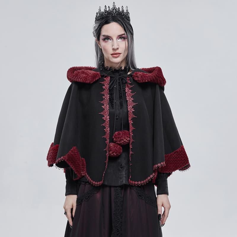 黒のリバーシブルバンダナカラーストールゴシック婦人服ジャンパー単品厚手ゆったりクリスマスマント_2