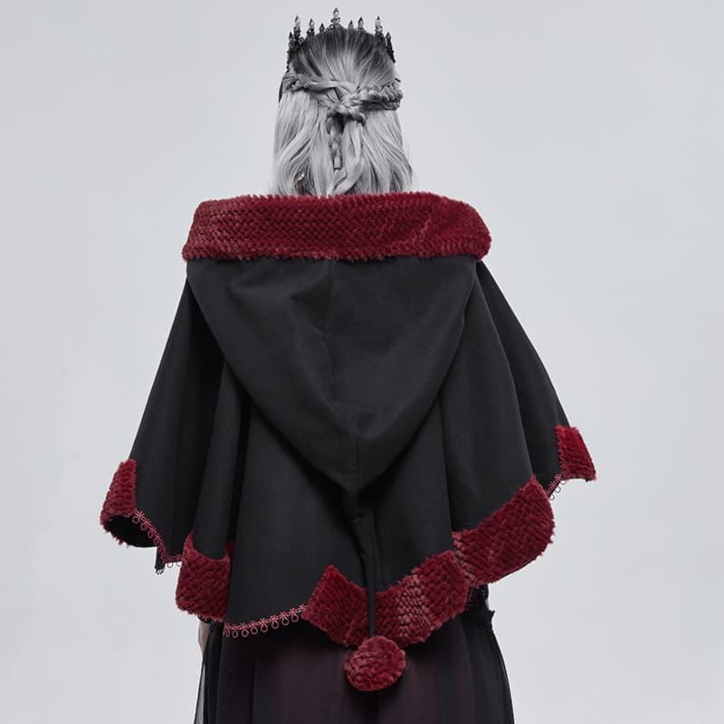 黒のリバーシブルバンダナカラーストールゴシック婦人服ジャンパー単品厚手ゆったりクリスマスマント_3