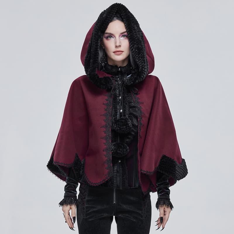 黒のリバーシブルバンダナカラーストールゴシック婦人服ジャンパー単品厚手ゆったりクリスマスマント_4