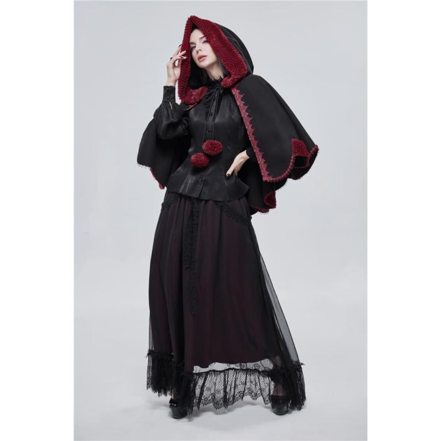 黒のリバーシブルバンダナカラーストールゴシック婦人服ジャンパー単品厚手ゆったりクリスマスマント_6