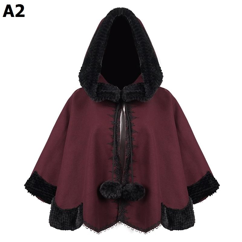 黒のリバーシブルバンダナカラーストールゴシック婦人服ジャンパー単品厚手ゆったりクリスマスマント_8