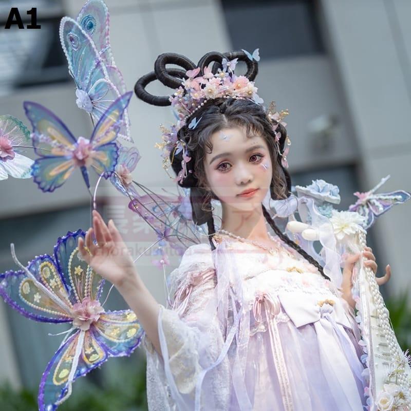 六芒星オリジナルロリータ手づくり長寇紫天国少女ロハン服蝶花輪