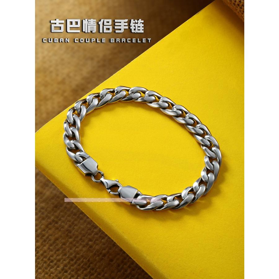 クラシックな男性ダブル卜馬鞭キューバカップルブレスレット純銀ファッション潮人個性パンクヒップホップストリート風_5