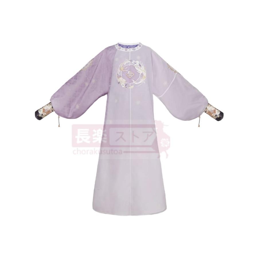 [曲江遊-剣網3連名]紫色グラデーションプリント丸首長衣唐製漢服女_5