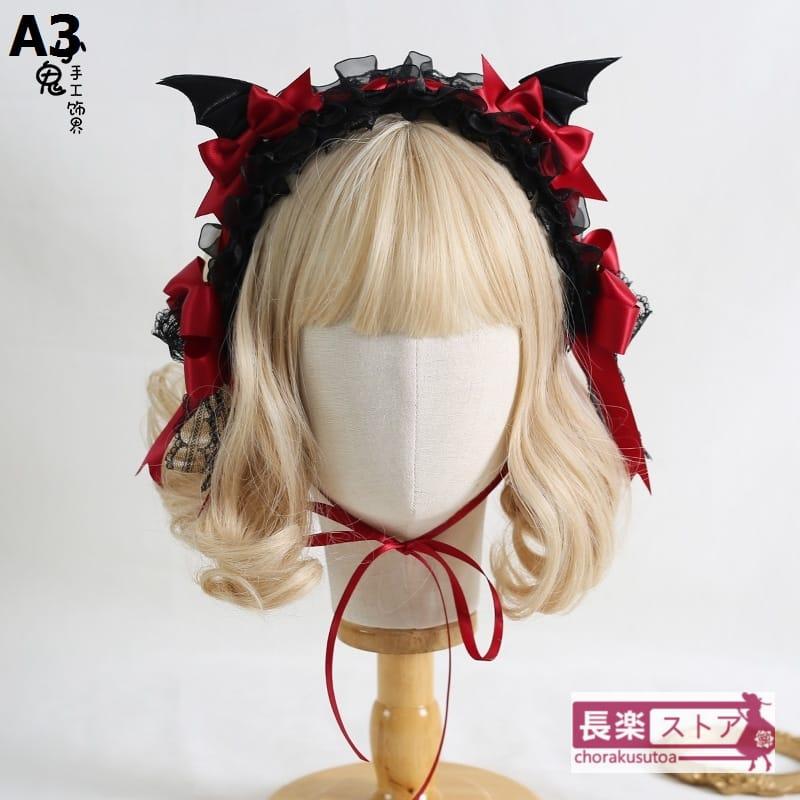 オリジナルダークロリータゴシック翼悪魔ヘアピンハロウィンヘアアクセリボン髪飾りロリータ｜chorakusutoa｜09