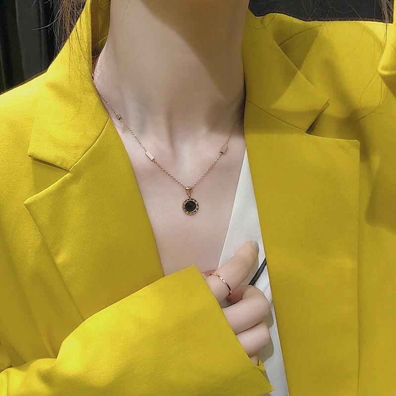 ローマデジタルメッキネックレス女性ロックネックチェーンネット赤潮ネックチェーン個性的な首ペンダント_2