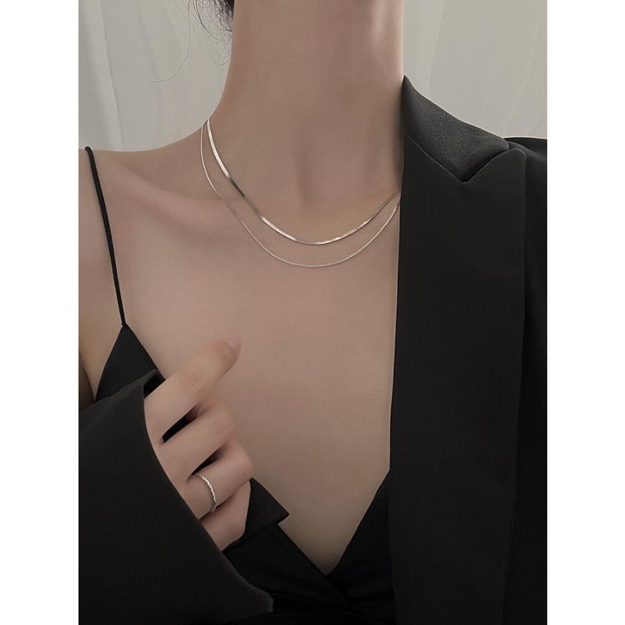 女王気質~二重ネックレス女冷淡風銀娘鎖骨チェーン軽贅沢デザイン感_1