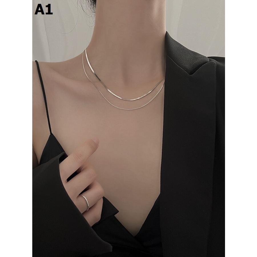 女王気質~二重ネックレス女冷淡風銀娘鎖骨チェーン軽贅沢デザイン感_6