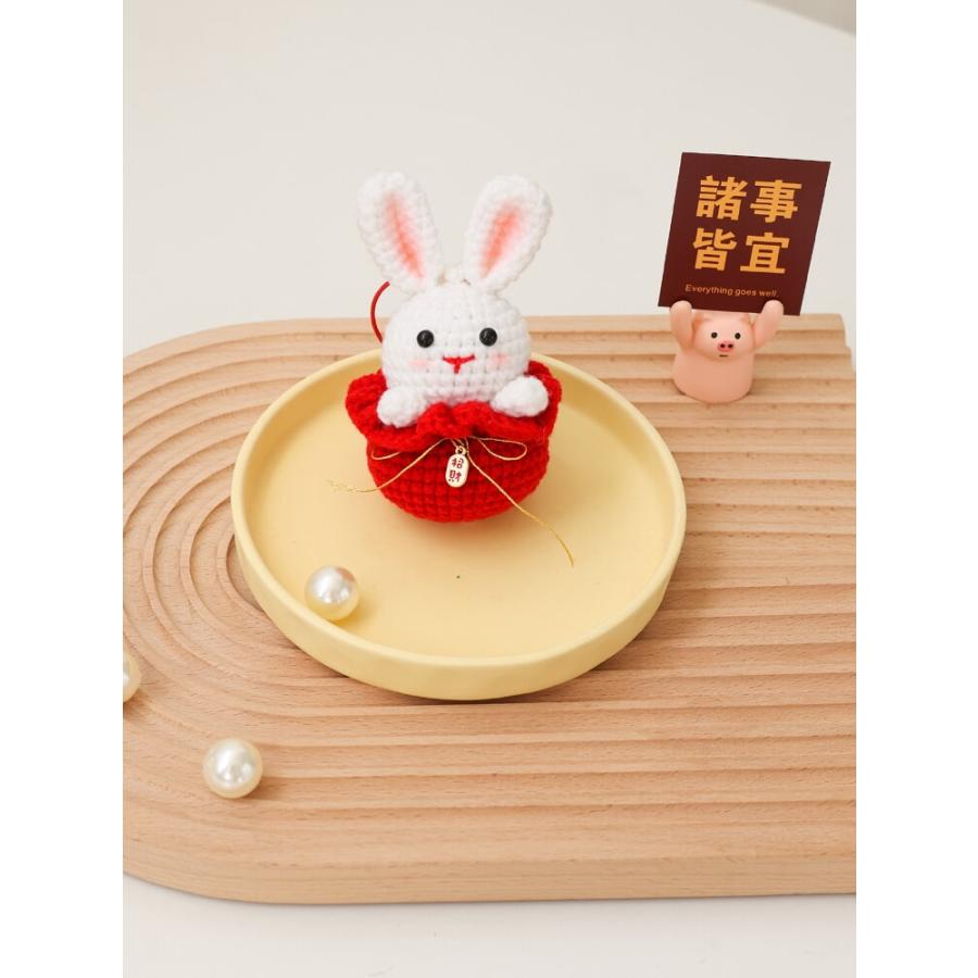 diy4本牛綿毛糸福袋うさぎキーホルダーストラップ手編みかぎ針素材