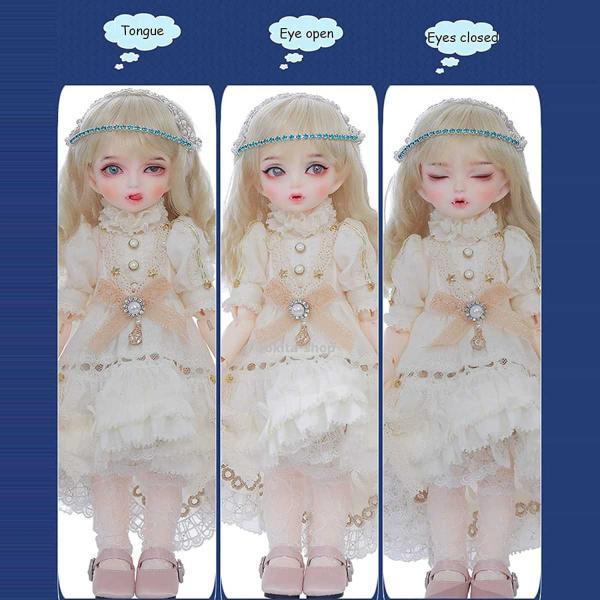 かわいいプリンセスBJD人形26cm1 / 6フェアリーSD人形回転可能な関節ドレス付きのリアルなポーズ+ヘッドドレス+ウィッグ+靴+メイク，A_5