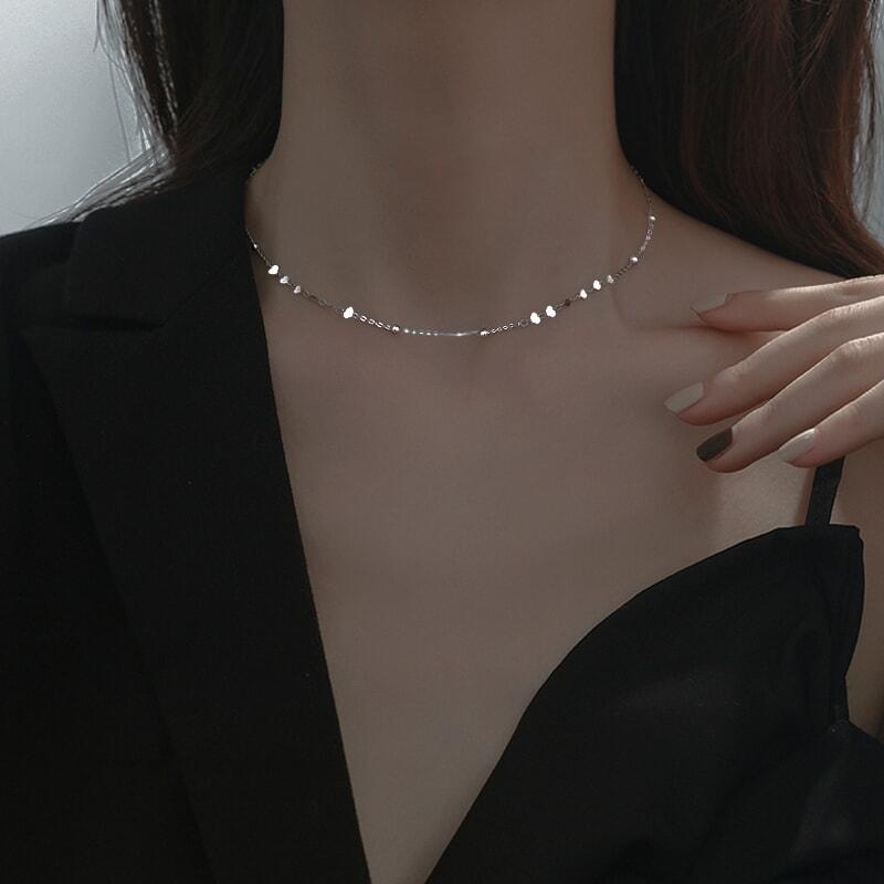 925シルバーライト贅沢シンプルネックチェーン女性マイナーデザイン高級感冷淡風ネックレス鎖骨チェーン