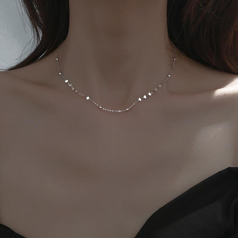925シルバーライト贅沢シンプルネックチェーン女性マイナーデザイン高級感冷淡風ネックレス鎖骨チェーン