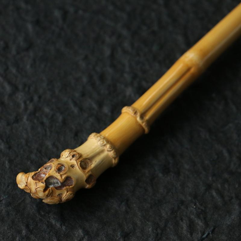 作業精磨天然帯竹根実心竹教鞭手に文玩竹彫竹節棒手に竹竿遊び : 長楽