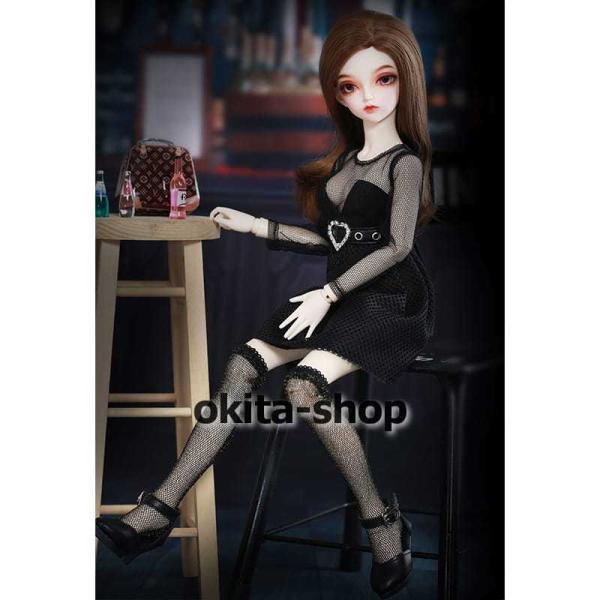 BJDドール 球体関節人形 1／4 人形本体 ヘッド+ボディ+眼球+服装+ウィッグ＋メイク フルセットB 顔メイクあり_2