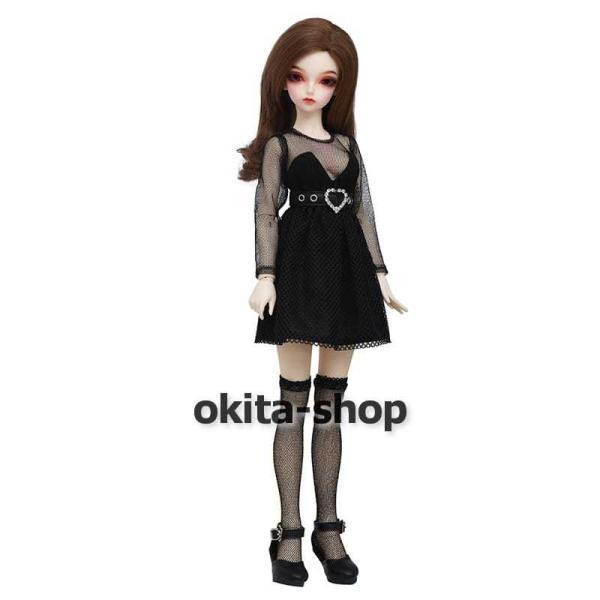 BJDドール 球体関節人形 1／4 人形本体 ヘッド+ボディ+眼球+服装+ウィッグ＋メイク フルセットB 顔メイクあり_4