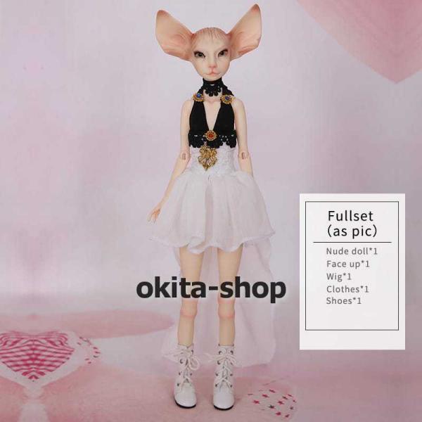 BJDドール 球体関節人形 1／4 人形本体 ヘッド+ボディ+眼球+服装+ウィッグ＋メイク フルセット 顔メイクあり_4
