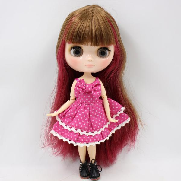 middieアイシー人形シリーズBL2436/0623 ブラウンミックス赤前髪とナチュラルスキン 1/8 bjd（ヌード関節人形_1