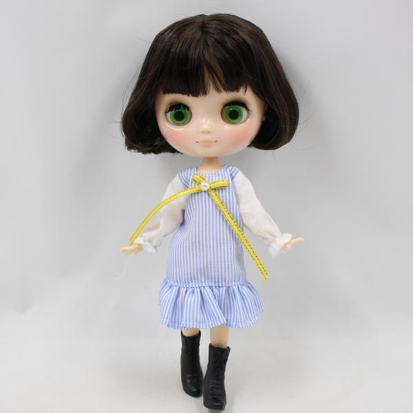 ミディ人形シリーズ，アイシー，フリンジ付きの黒い髪，透明な顔，ネオ1/8 bjd（ヌード関節人形_1