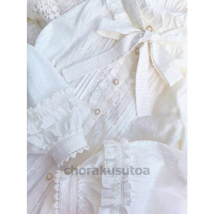 ロリータ ブラウス 春秋 長袖 Lolita ゴスロリ ボリューム袖 ランタンスリーブ ホワイト リボン クラシカル クラロリ 姫ロリ ハイネック |  | 04
