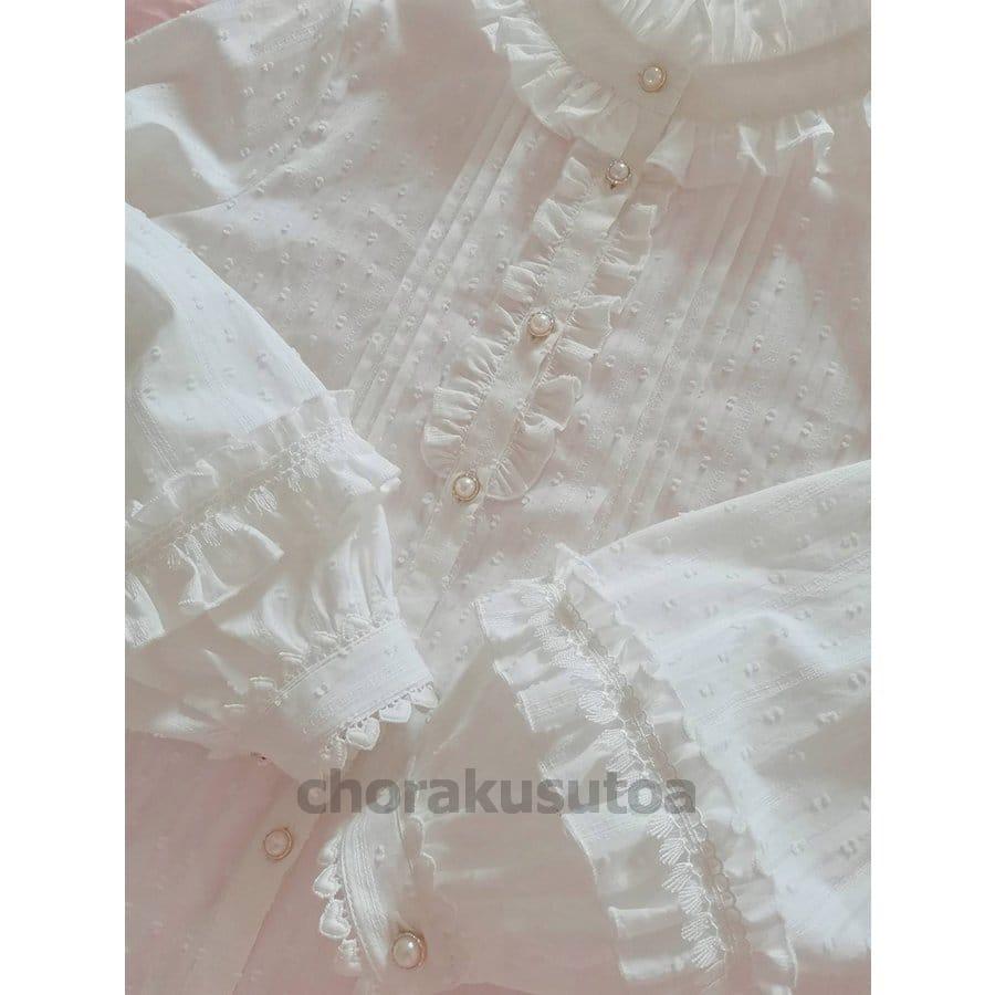 ロリータ ブラウス 春秋 長袖 Lolita ゴスロリ ボリューム袖 ランタンスリーブ ホワイト リボン クラシカル クラロリ 姫ロリ ハイネック |  | 05