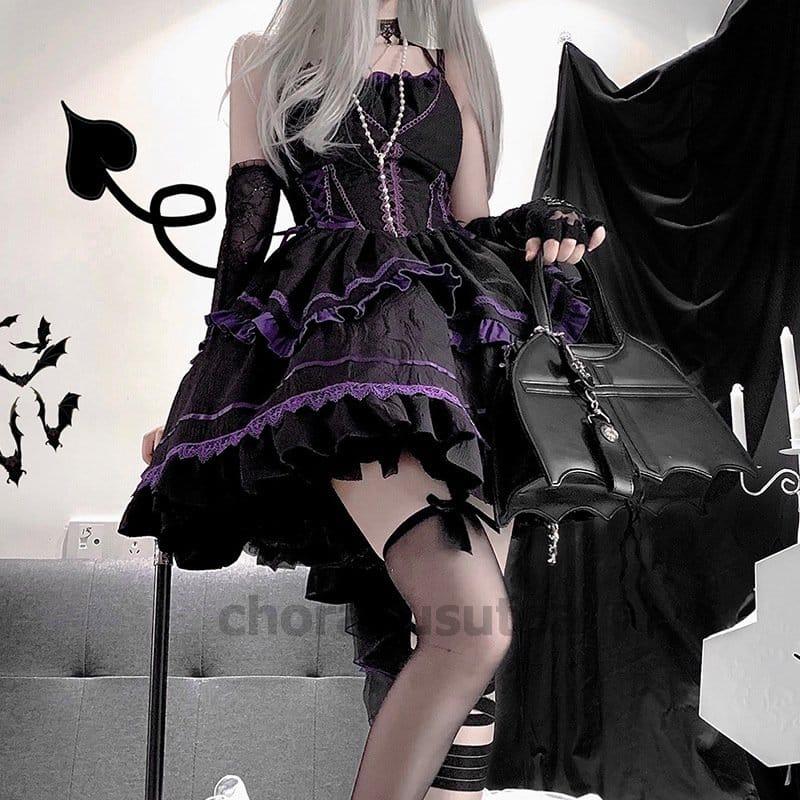 ワンピース Lolita ゴシック ロリータ 黒ロリ セクシー ミニ丈 ワンピース Lolita ゴシック ロリータ 黒ロリ セクシー ミニ丈