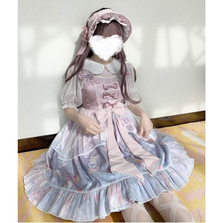 ファッションなデザイン ロリータ ワンピース ジャンパースカート コスプレ 衣装 ねこ柄 森ガール ゆめかわいい 可愛い 女の子 少女 姫 ドレス レース チュール Honeymoon Style