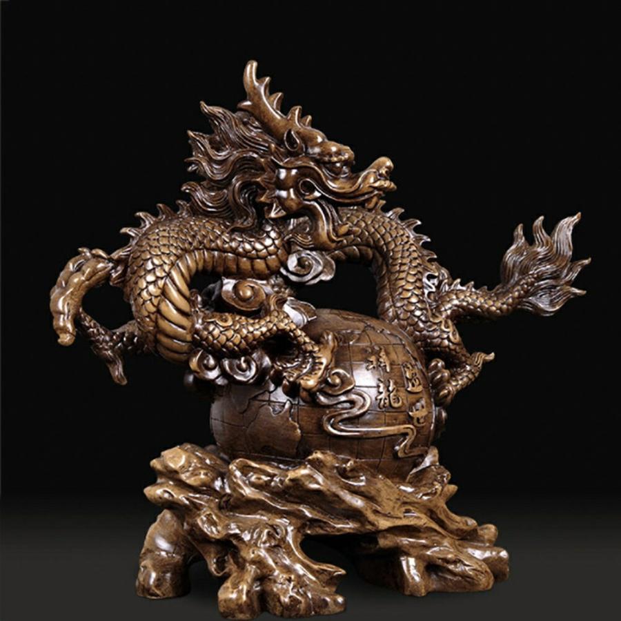 風水 特大 龍 ドラゴン 置物 竜 玄関 龍の飾り 風水グッズ レジン 開運祈願 金_2