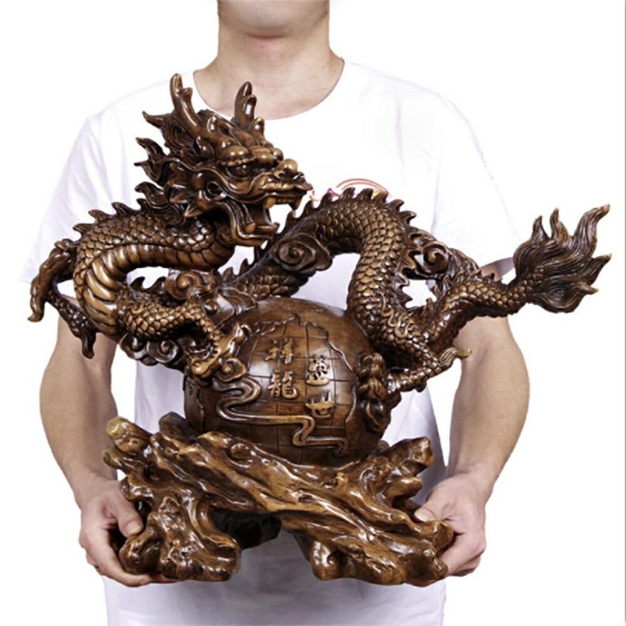 風水 特大 龍 ドラゴン 置物 竜 玄関 龍の飾り 風水グッズ レジン 開運祈願 金_3