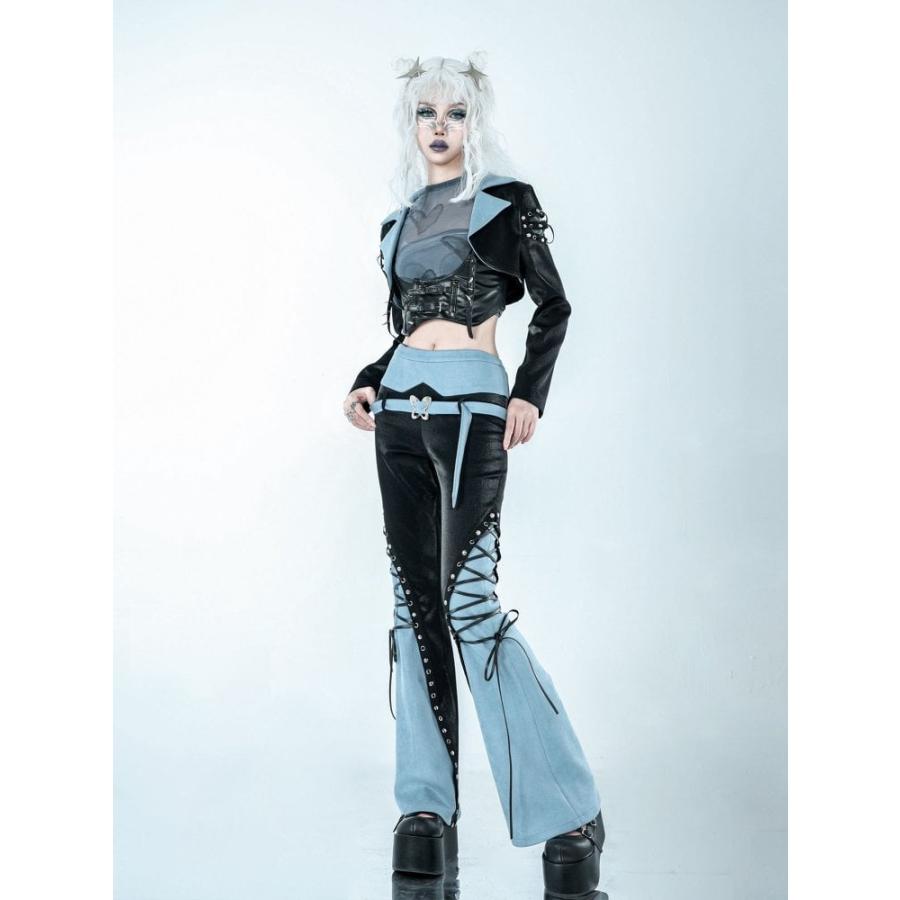 黒 ロングコート ベルト付き Drawer レディース