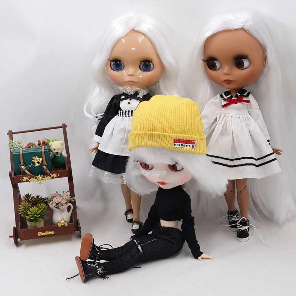 アイシー人形1/6 30cm bjd,白い髪,光沢のある顔,マット,裸の顔,大きな