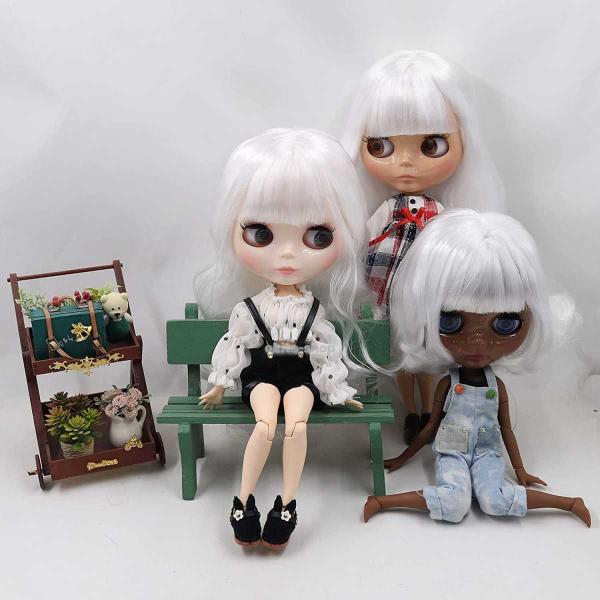 アイシー人形1/6 30cm bjd,白い髪,光沢のある顔,マット,裸の顔,大きな