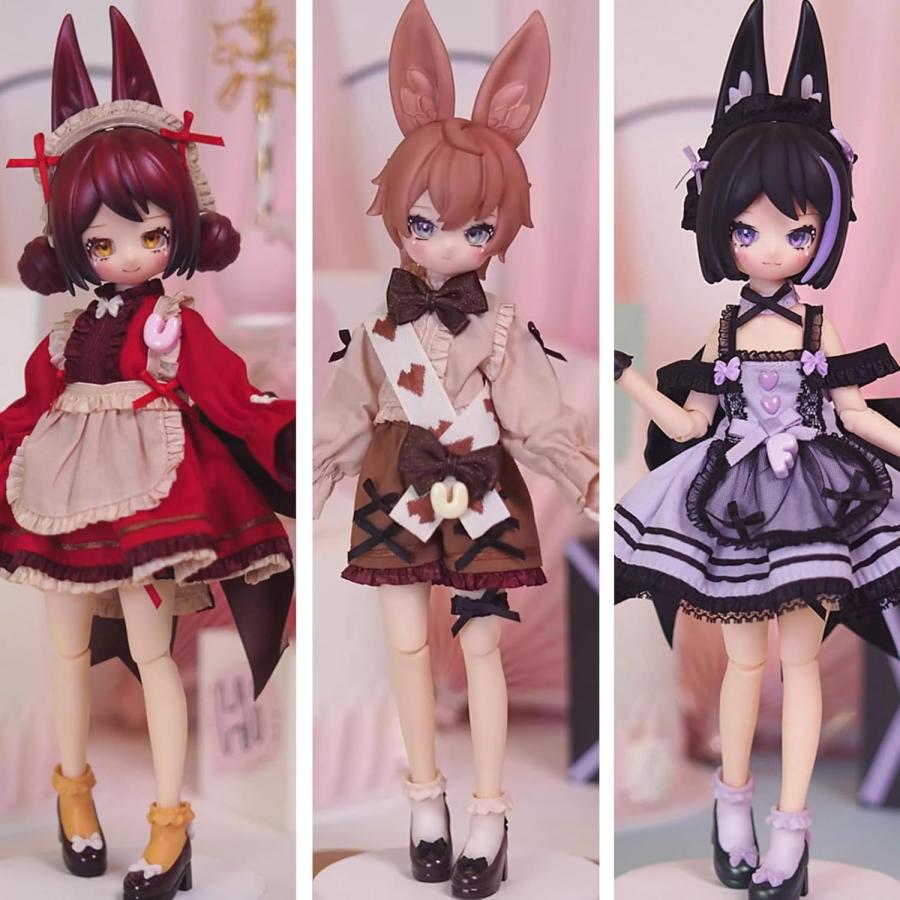 茶飲シリーズ BJD 可動関節ドール 1/6 24cm ?耳 女の子 人形 ランダム1