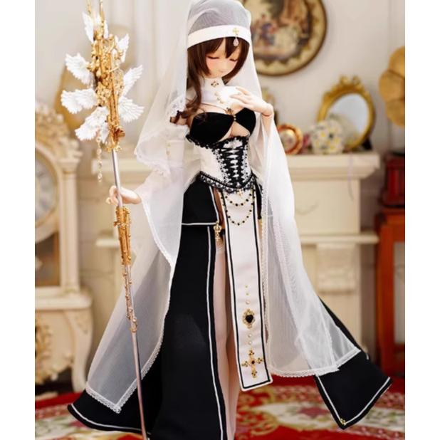 ドール用 誓約・祈祷/シスタードレスセット：ブラック（60cm,DD,DDdy
