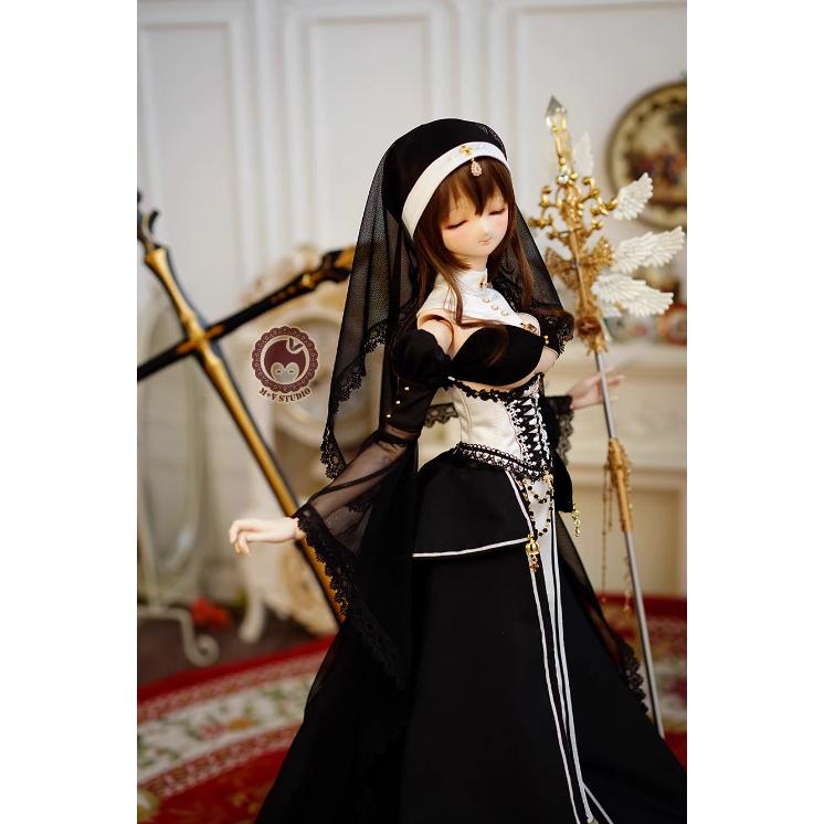 ドール用 誓約・祈祷/シスタードレスセット：ブラック（60cm,DD,DDdy