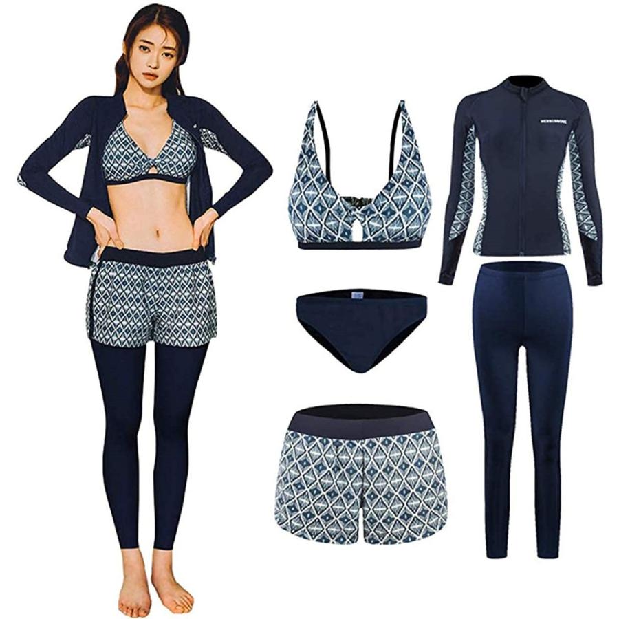 水着 ラッシュガードレディース ダイビング サーフィン サーフパンツ ビキニ ショートパンツタンキニ 水陸両用 フィットネス 5点セット Cl 長楽ストア 通販 Yahoo ショッピング