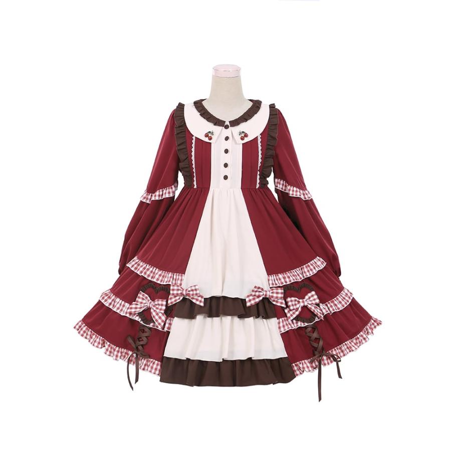 赤ずきんちゃんフルセット - ちょう結びディテール エンパイアウエストスイートワンピース + フード付きケープ_7