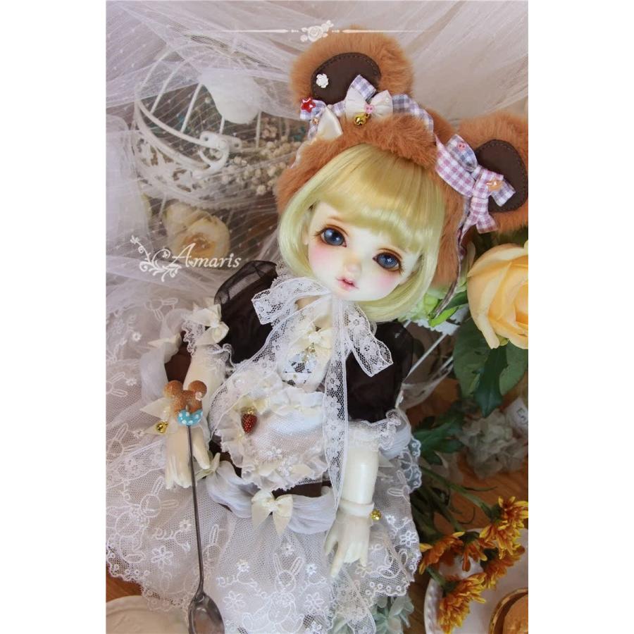 4分/MSD/MDDサイズ  ドール用 くま耳カチューシャ ドレスセットの画像