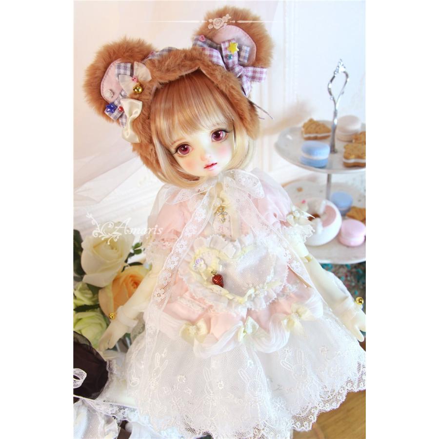 4分/MSD/MDDサイズ  ドール用 くま耳カチューシャ ドレスセットの画像