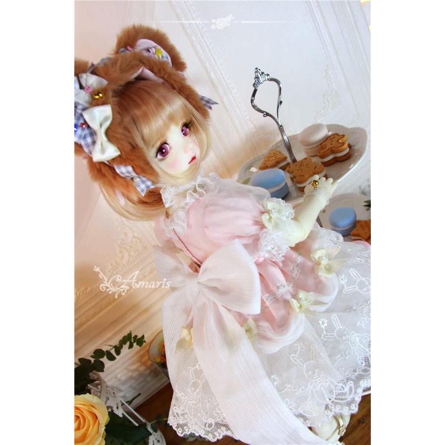 4分/MSD/MDDサイズ  ドール用 くま耳カチューシャ ドレスセットの画像
