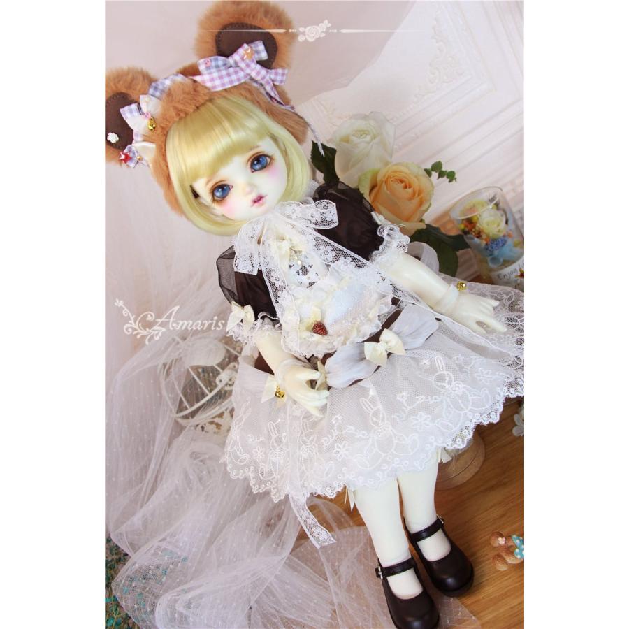4分/MSD/MDDサイズ  ドール用 くま耳カチューシャ ドレスセットの画像