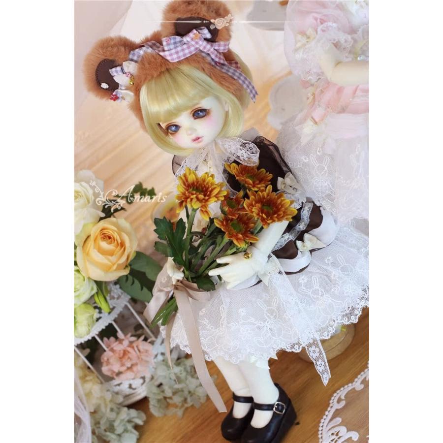 4分/MSD/MDDサイズ  ドール用 くま耳カチューシャ ドレスセットの画像