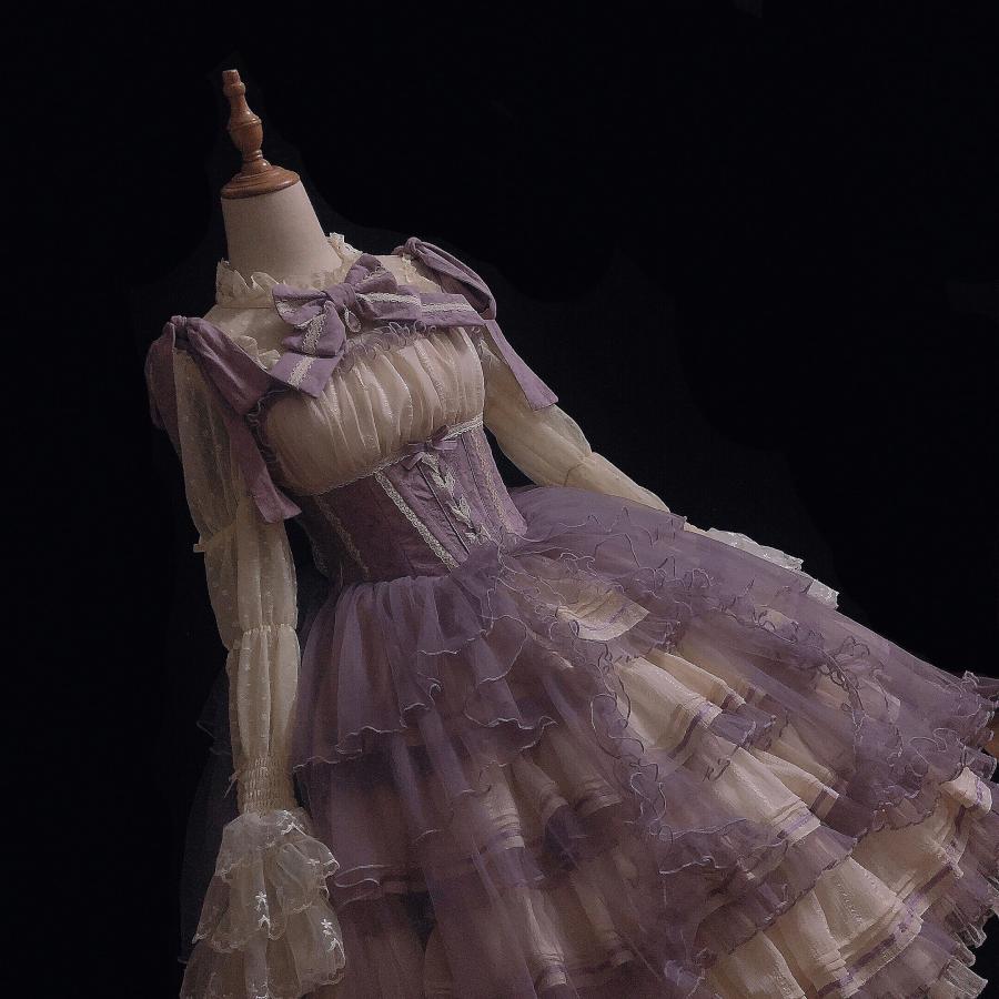 オリジナル 花の結婚式 ドレス グレープ ロリータ JSK バブル シャンパン ゴージャス_5