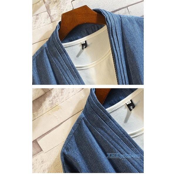 チャイナ服 カーディガン メンズ デニム ジャケット はおり アウター 7分袖 カーデ Gジャン チャイナ風 Has56nil 長楽ストア 通販 Yahoo ショッピング