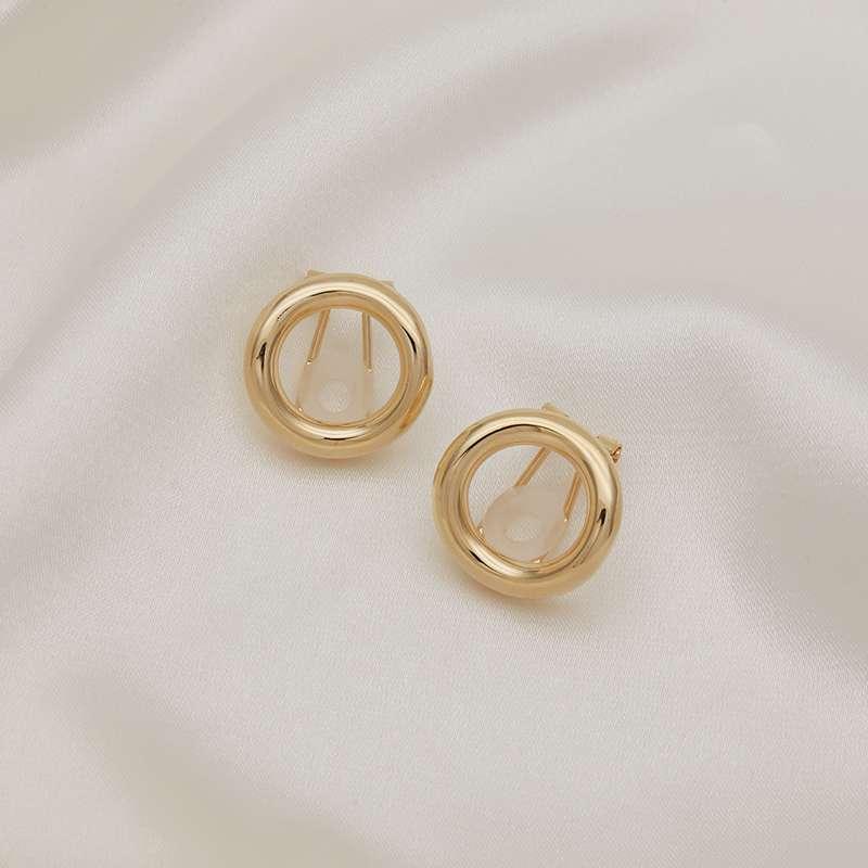 フープ ピアス シンプル二重円ピアスの画像