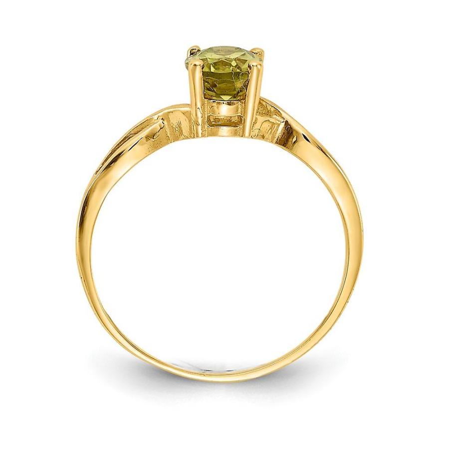 1?4mm 14オーバルポリッシュゴールドペリドットリングサイズ6.00女性のためのジュエリーギフト~0.85 cの画像